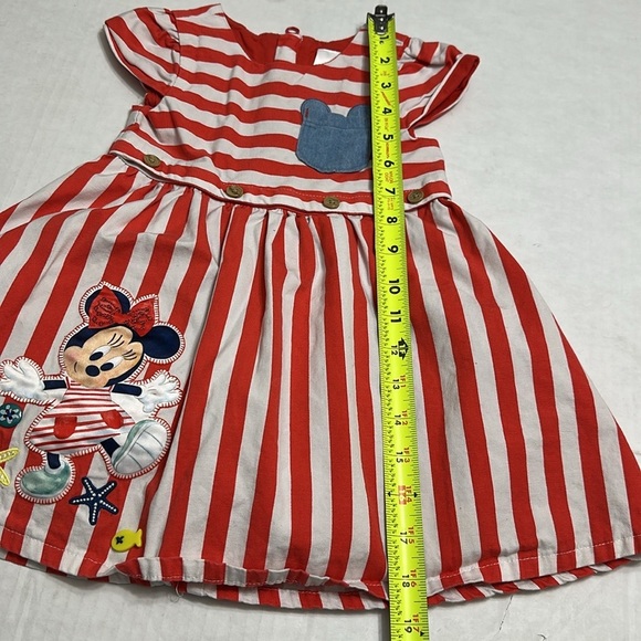 Disney Baby Minnie Mouse Red White Stripe Dress Baby Size 12/18 Months - Picture 9 of 10
